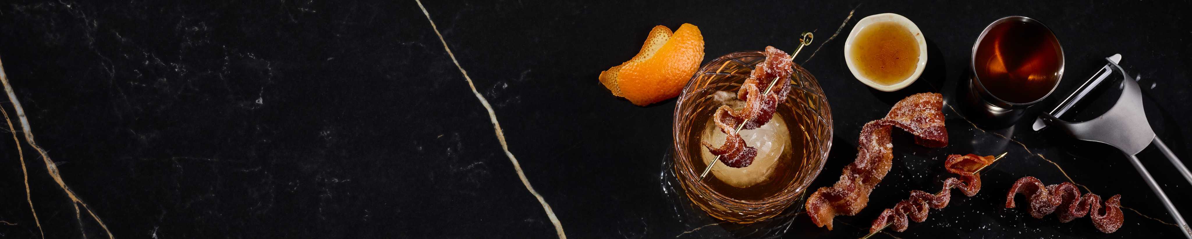 Bacon Old Fashioned Cocktail Bacon Fat Washed Bourbon OHLQ